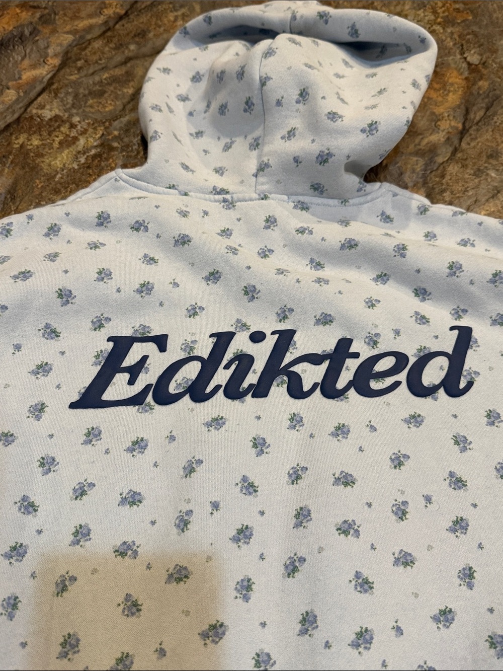 Edikted Pastel Blue Mini Floral Hoodie Womens size XS - Picture 10 of 10